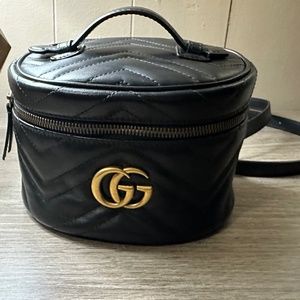 Gucci Marmont Mini Backpack Matelasse Round Black Leather New